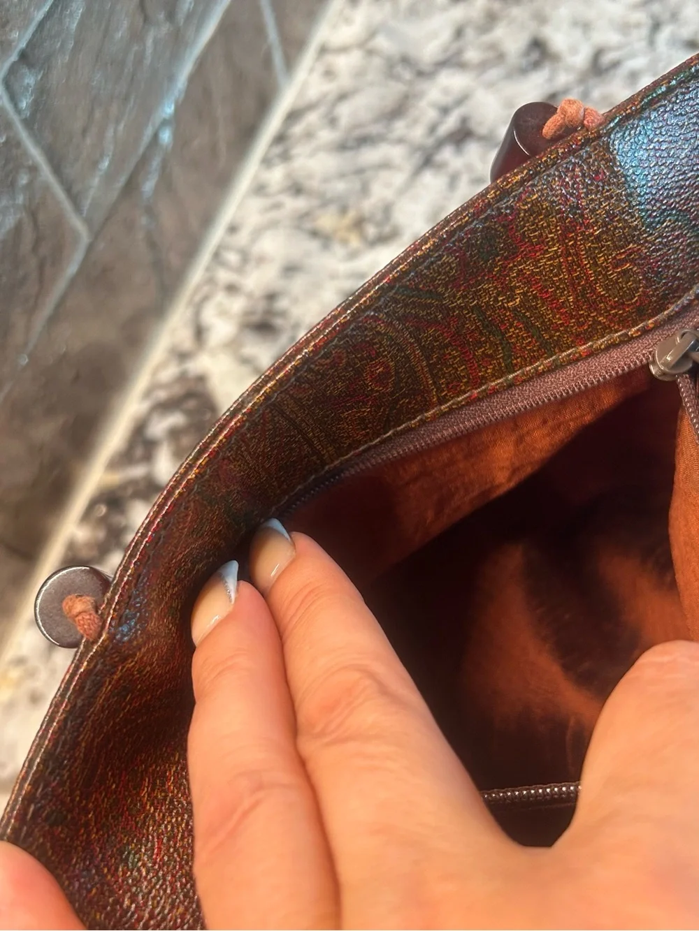 Etro Ultra Rare Tortoise Chain Paisley-Print Tote like New!